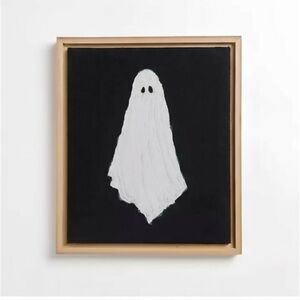 Halloween Ghost Portrait Painting on Linen Framed Art 🕸️🐦‍⬛